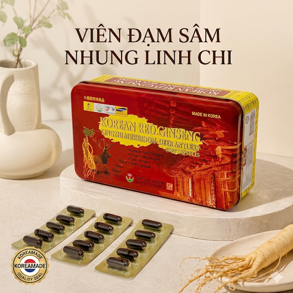 Viên đạm sâm nhung hươu linh chi Bio APGold Hàn Quốc (hộp 60 viên)