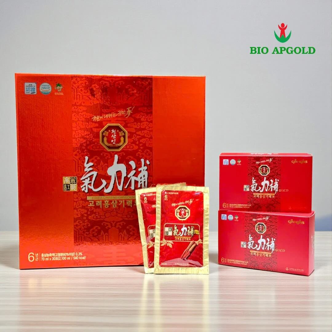Nước uống hồng sâm 6 năm tuổi Bio Apgold hộp 30 gói (70ml/gói)